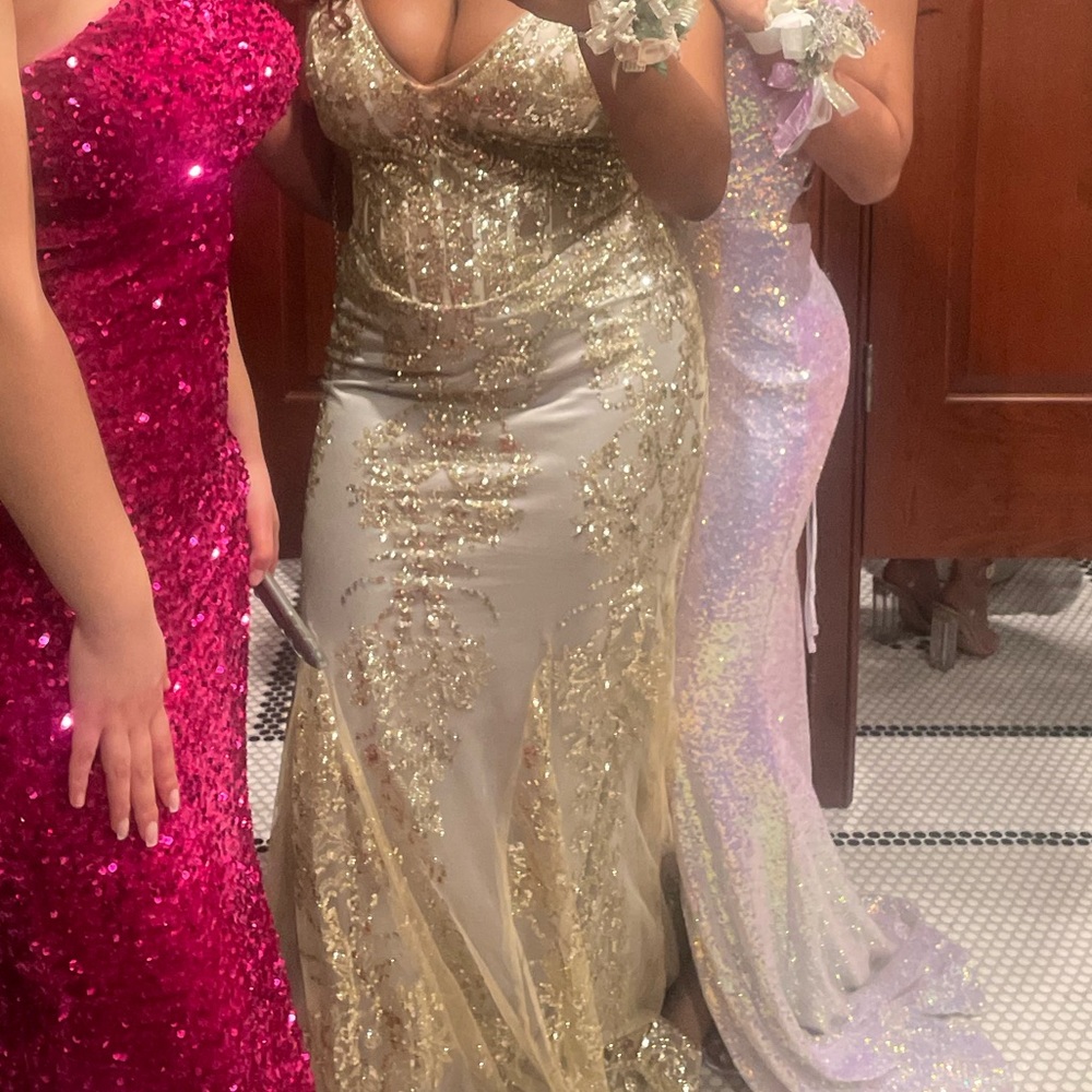 This dress been worn once if interested we can work a price out